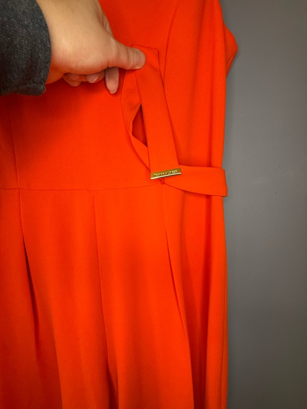 Tommy Hilfiger Sleeveless Orange Romper with Waist Tie - Picture 7 of 7